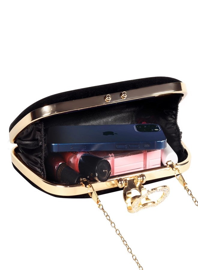 Feelon حقائب يد صغيرة من فيلون للنساء، حقيبة سهرة بسلسلة كتف قابلة للفصل لحفلات الزفاف والمناسبات المسائية (أسود) - Image 4